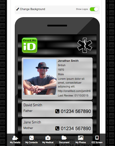 OneLife iD Mobile ICE screen